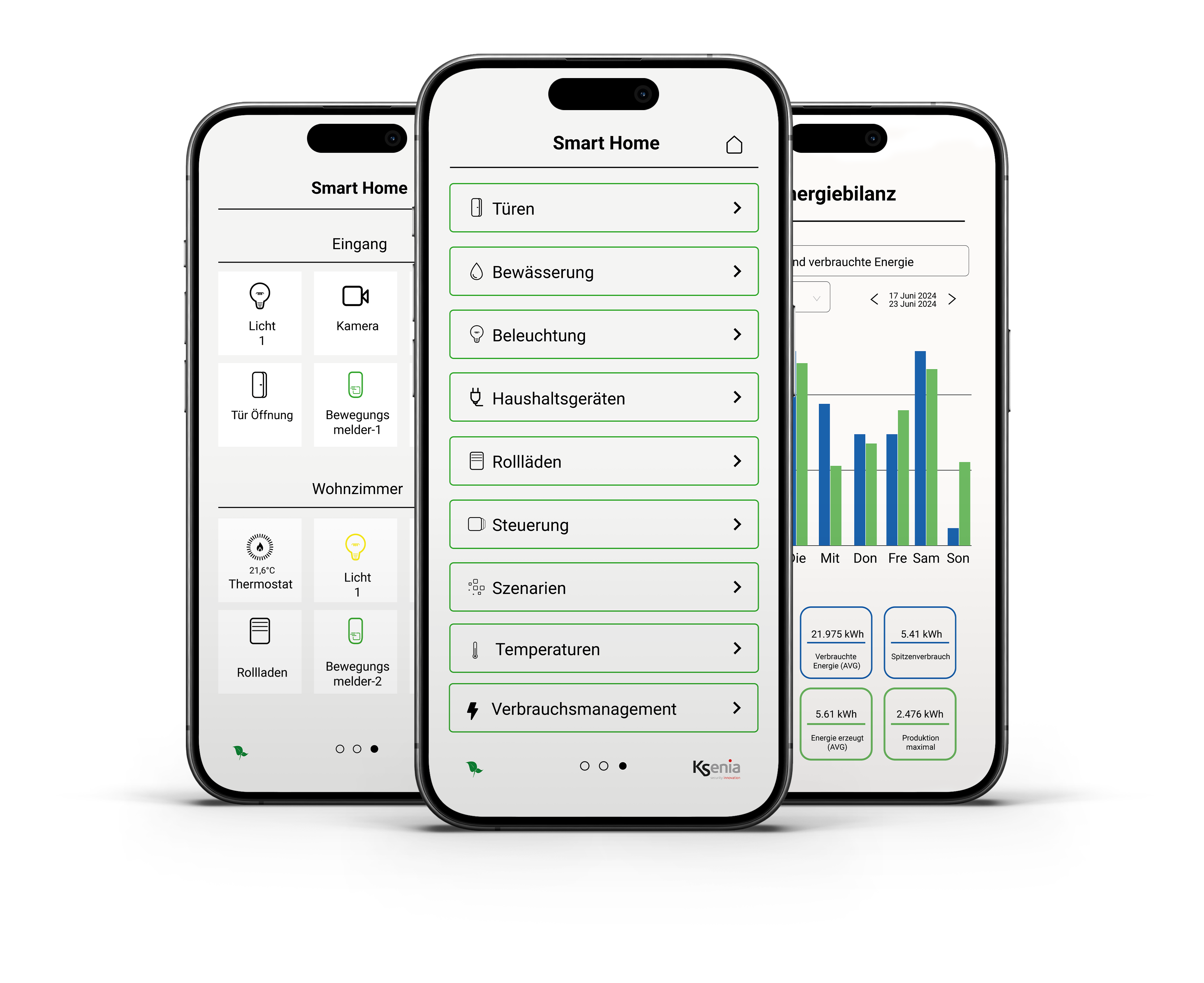 Screenshots der lares 4.0 Smart Home App