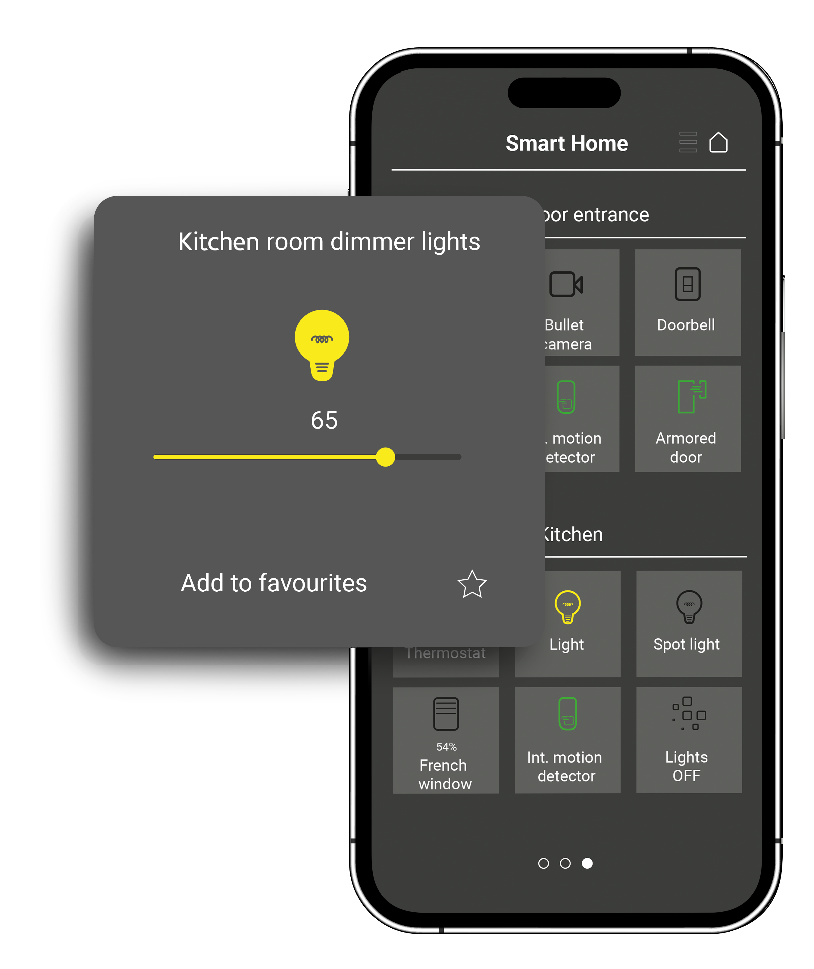 light dimmer function in the intelligent home section of the lares 4.0 application