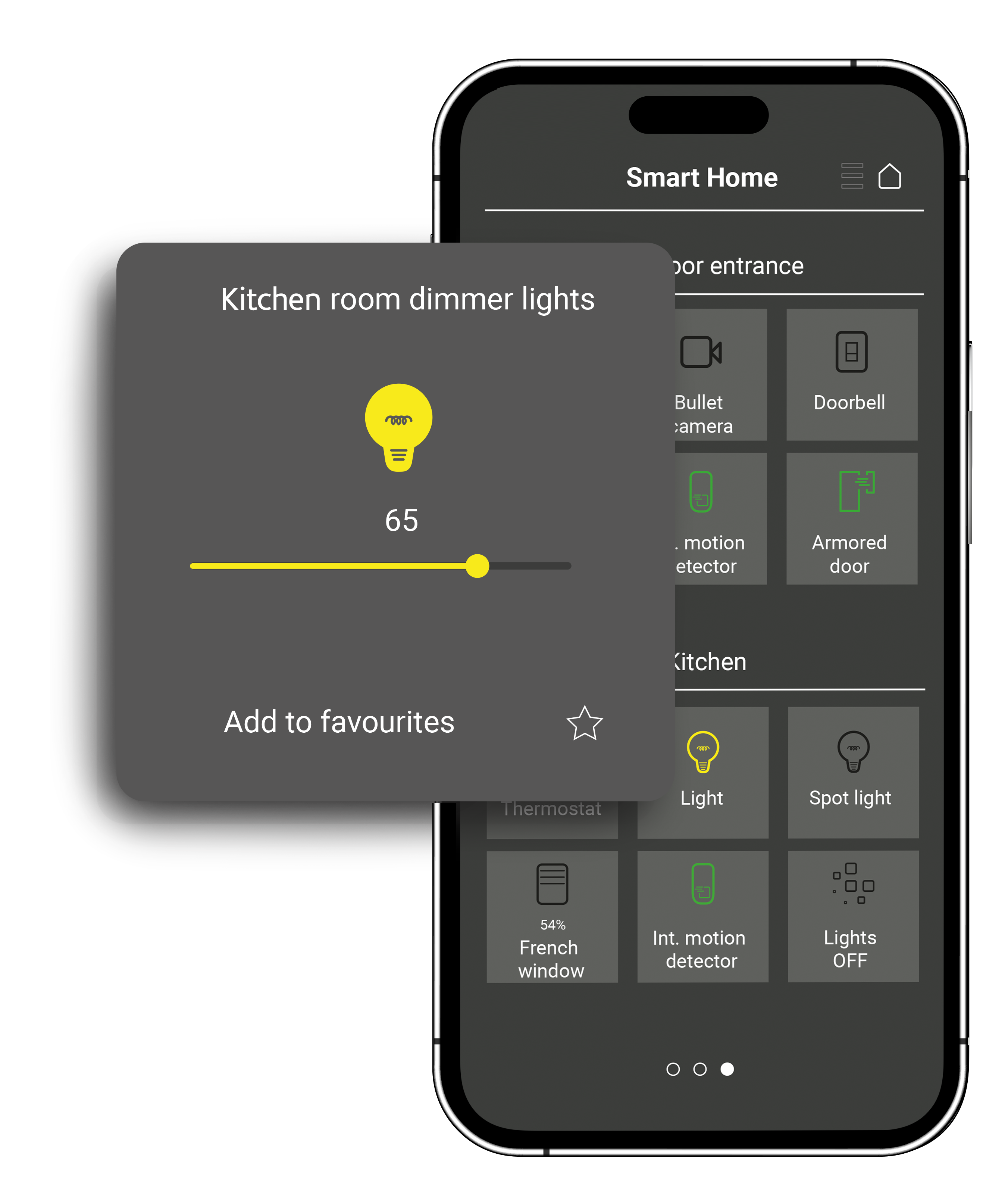 light dimmer function in the intelligent home section of the lares 4.0 application