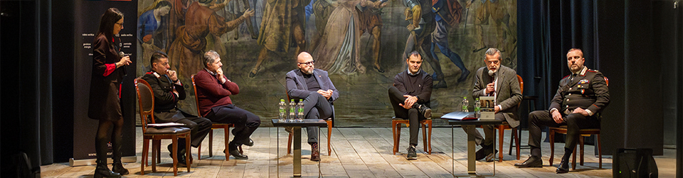 I partcipanti al talk dell'evento "Un capolavoro chiamato Italia. Problemi e opportunità di un patrimonio da tutelare, proteggere e valorizzare"