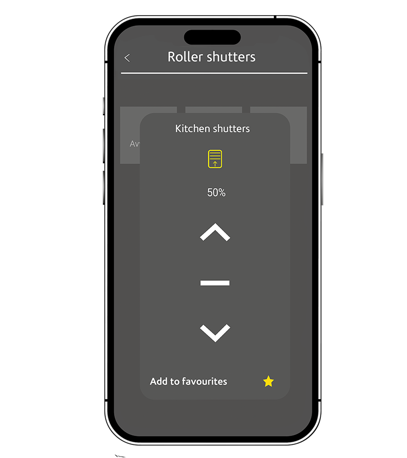 Interface for total control of home rolling shutters in the home automation section of the lares 4.0 app