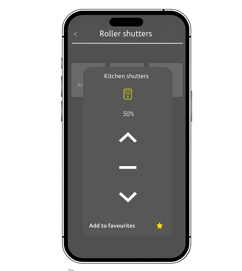 Interface for total control of home rolling shutters in the home automation section of the lares 4.0 app